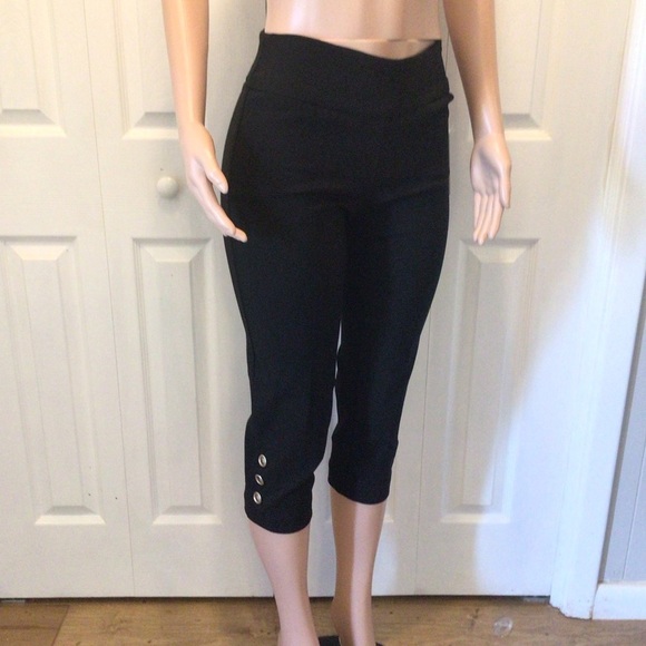 Zac & Rachel Womens Black Pull On Tummy Control Shaper Capri Pants Size Small - Picture 9 of 9